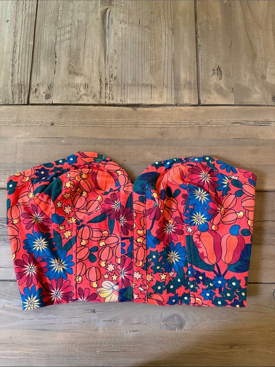 FARM Rio Tops - Farm Rio Women’s Floral Orange Strapless Top